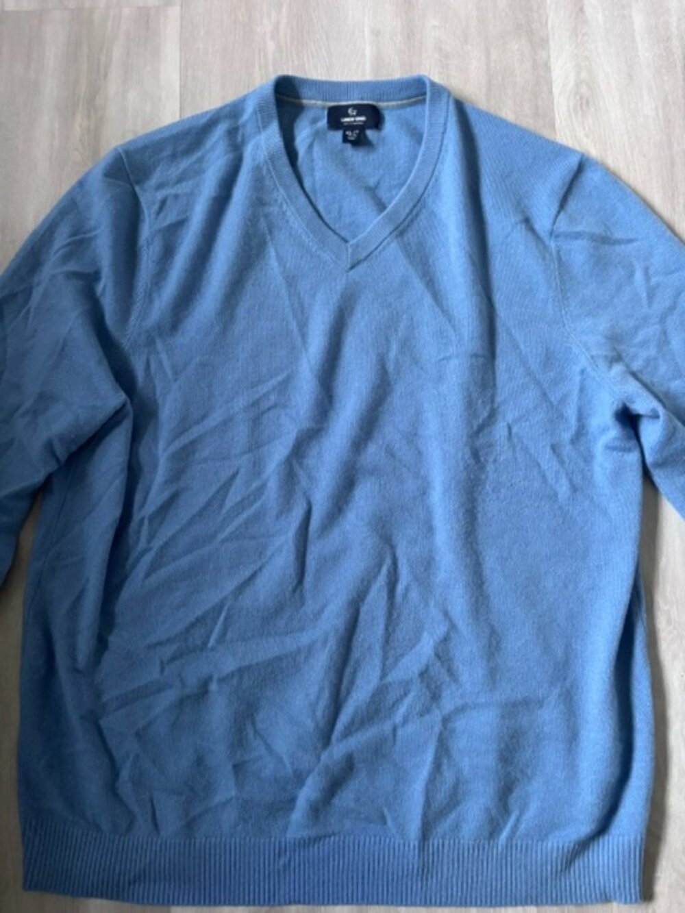 Lands' End Cashmere V-Neck Blue Sweater - XL